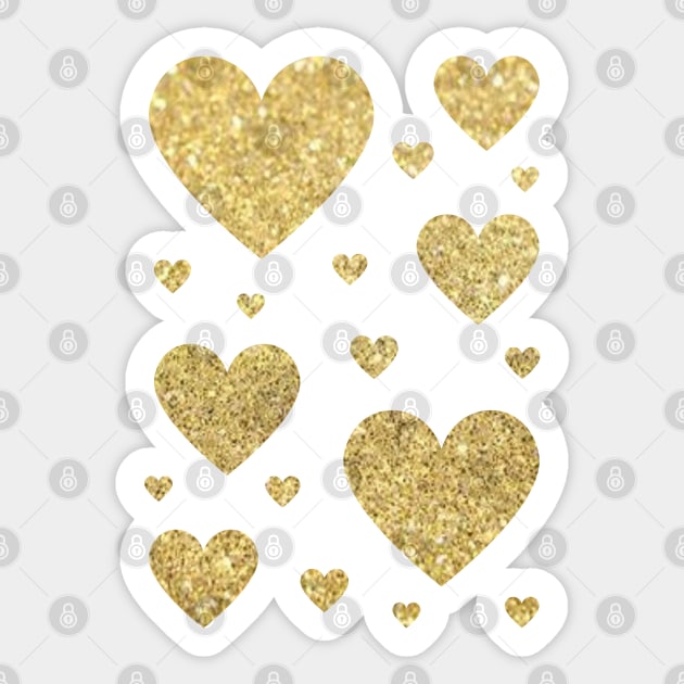 Traditional Gold Faux Glitter Hearts Sticker by Felicity-K